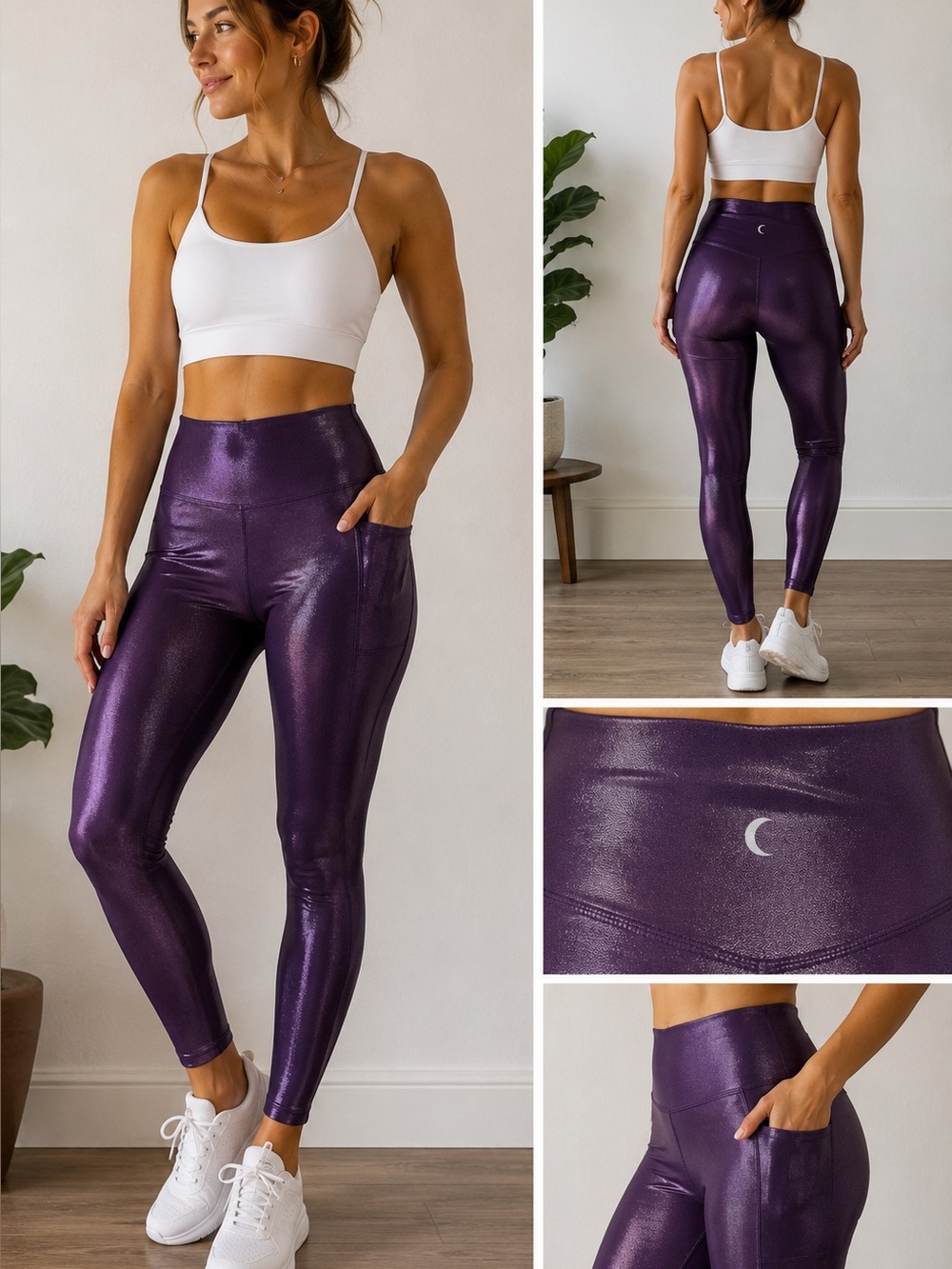 ZYIA Active Metallic Purple High-Waisted Leggings | Women’s  Yoga size 4-6